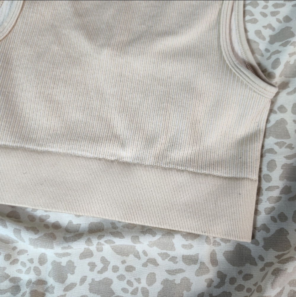 Offline By Aerie Cream Ribbed Sports Bra - Picture 7 of 7